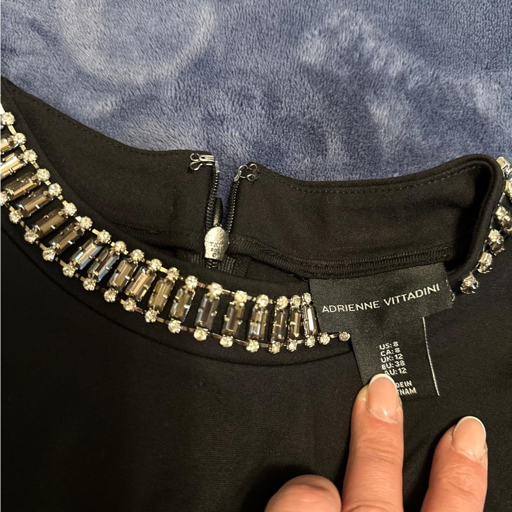 Adrienne Vittadini Black Dress with Crystal Accents